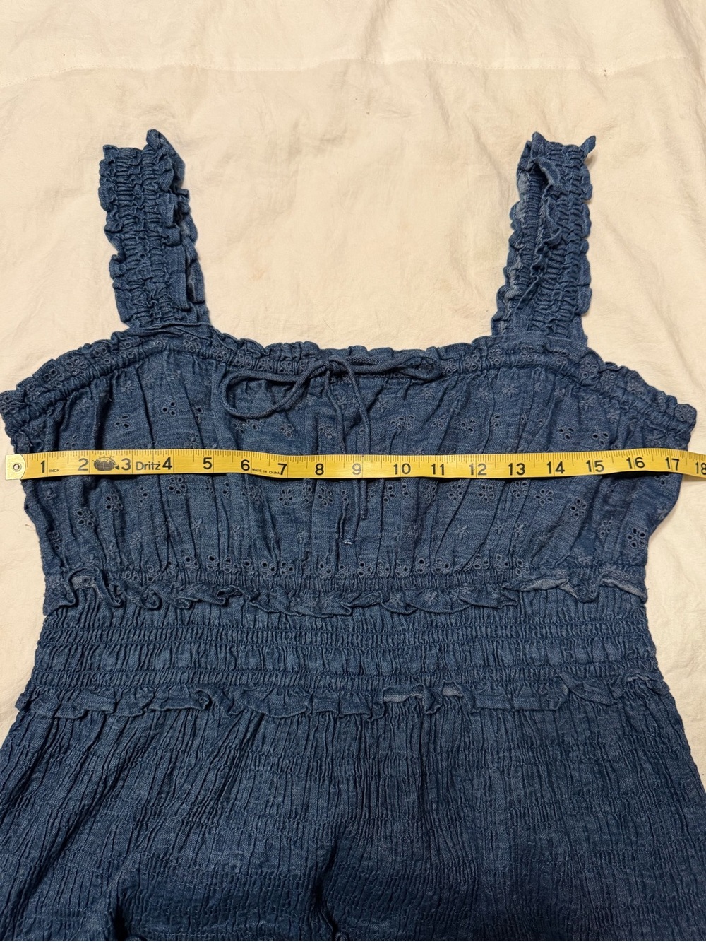 Gap × DÔEN Midi Blue Eyelet Denim Dress Size Large NWT - Picture 6 of 16